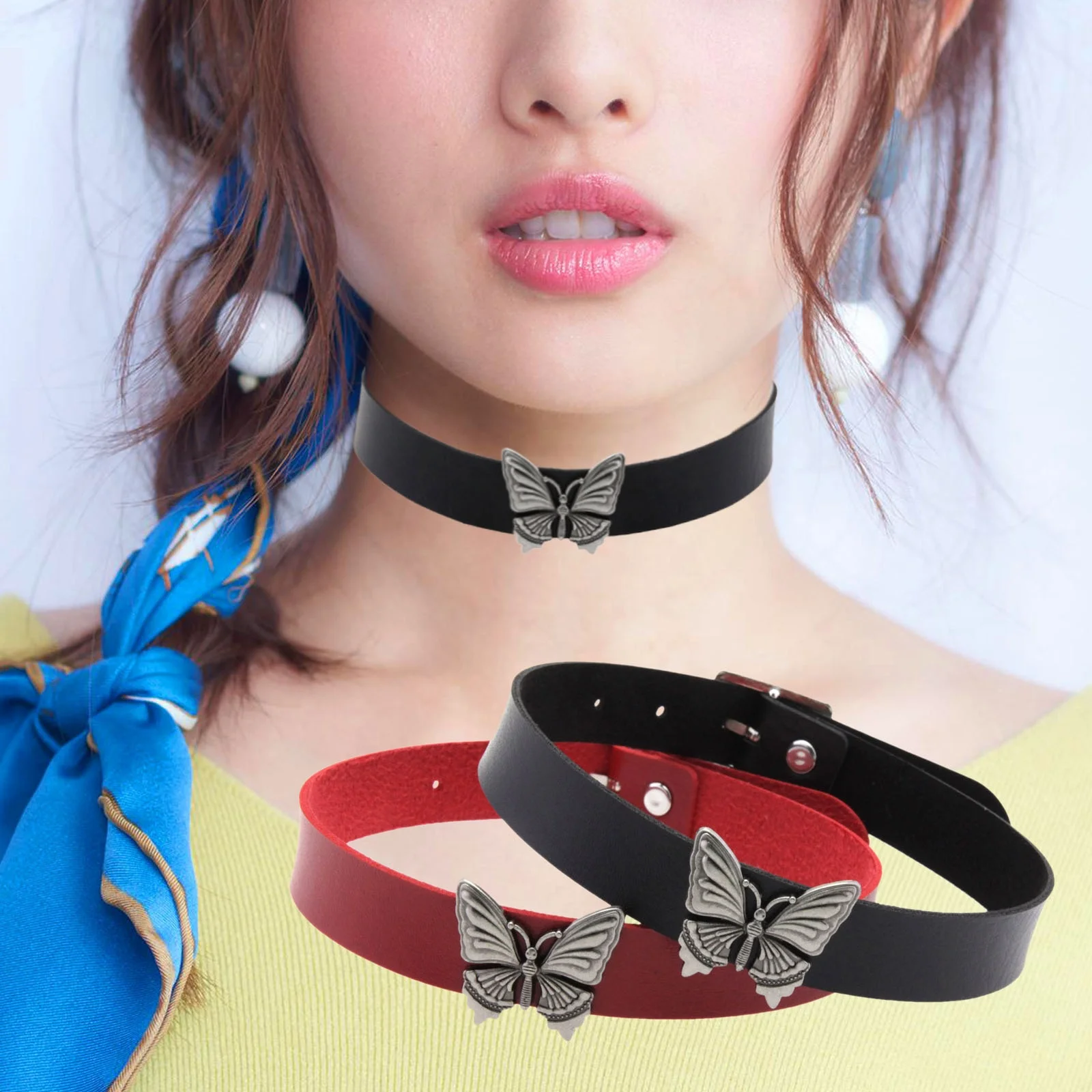 Dark Vintage Choker Leather Collar Necklace Personality Hipster Cool Butterfly Neck Necklace