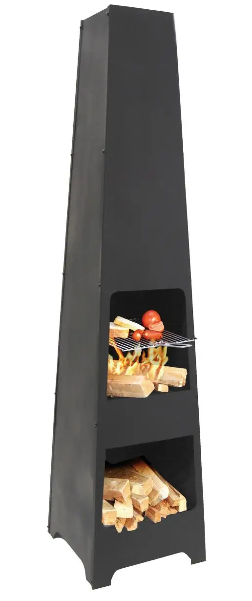 YOHO New Arrival Fire Pit With Steel Chimeneas Outdoor Chimneys With Log Grate