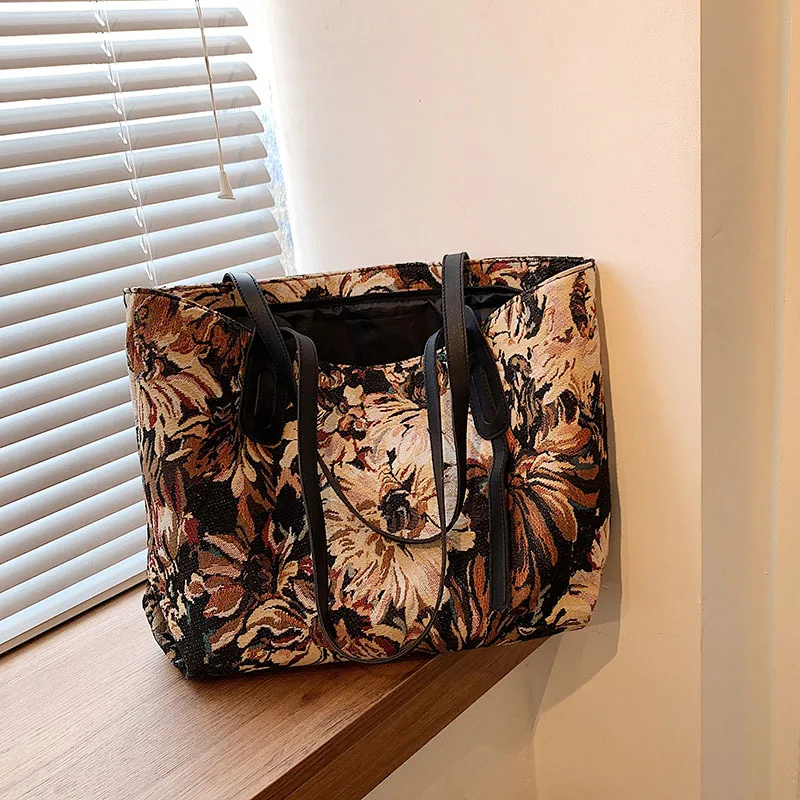 Design Women Painting Embroidery Shoulder Bags Art Prints Tote Handbags High Capacity