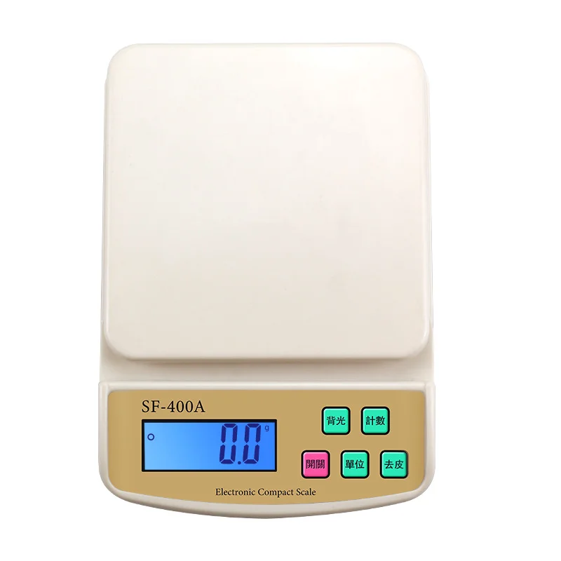 Kitchen Food Scale Household Kitchen Electronic Scale Baking Cake Medicine Gram 10kg Digital Display White Rectangle ABS Plastic