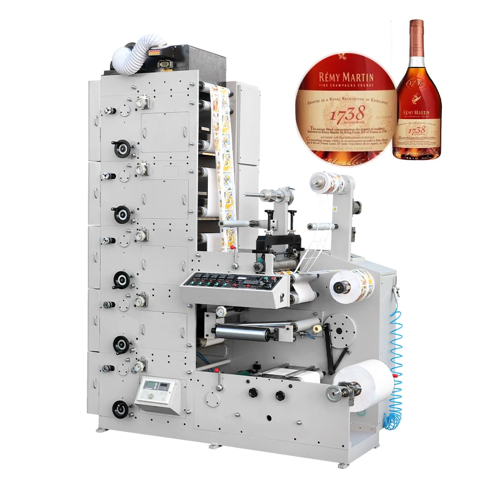 High Speed PLC Control 5 Colors Aluminum Foil Label Plastic Adhesive Paper Label Flexo Printing Machine, Printing Press