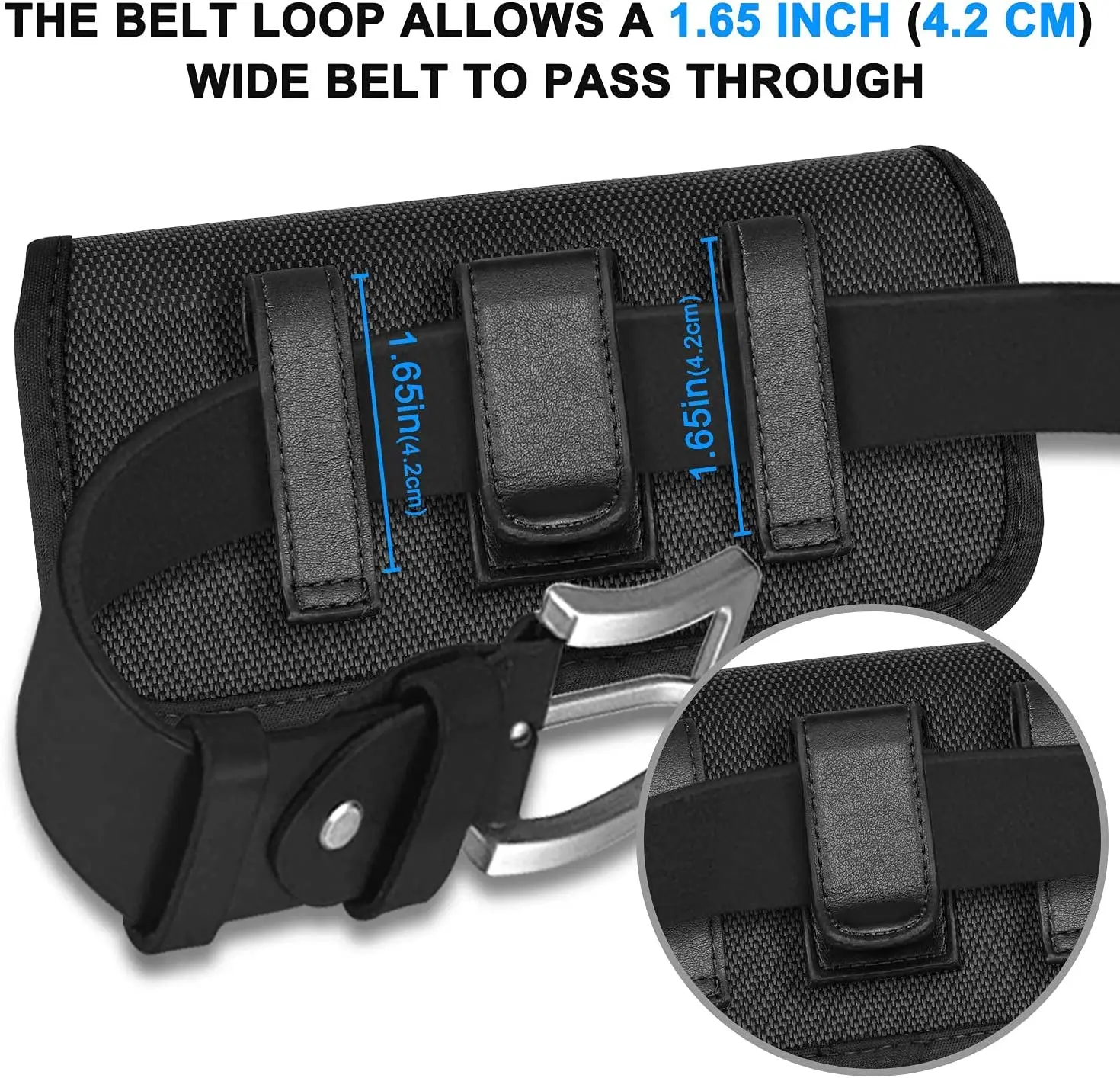 Horizontal Magnetic Nylon Belt Clip Holder Phone Pouch with Built-in Card Holder for iPhone Samsung Galaxy S21 Plus