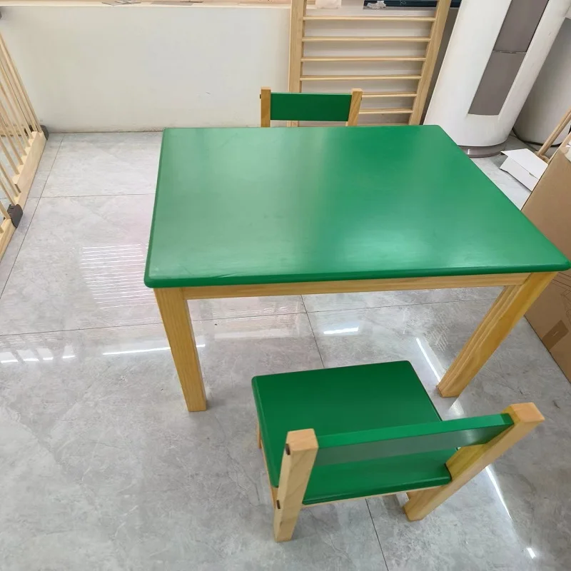 Kindergarten Furniture Kids Wooden Study Table Chair Set Montessori Classroom Furniture Daycare Table And Chairs