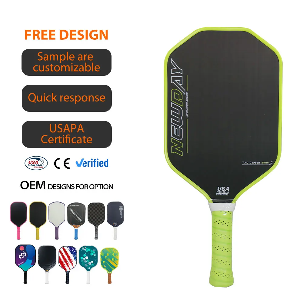 Carbon fiber Kevlar Pickleball Paddle 14mm 16mm 20mm Thickness Custom USAPA Polymer Elongated Shape Foam Filled Core Paddle