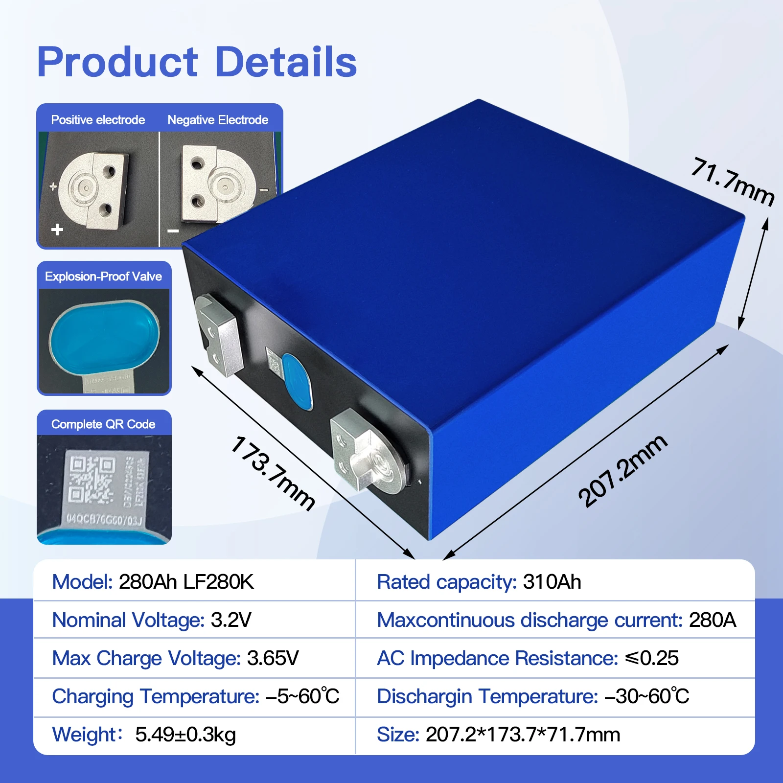 UKraine Poland Stock 280Ah LF280K 314Ah lifepo4 battery 3.2V lifepo4 cell prismatic lifepo4 batterie for DIY 48V solar storage