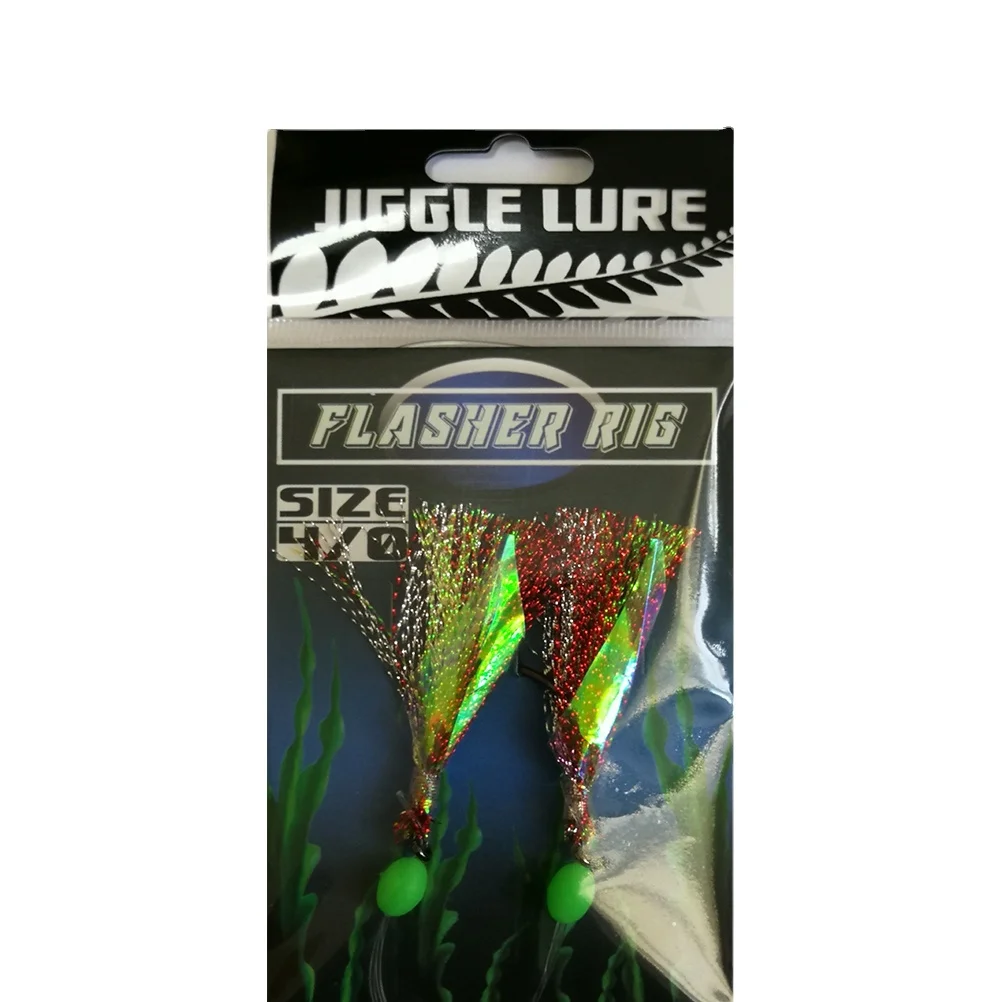 Flasher fishing rigs 4/0 60lb trace  size 4/0 circle hooks  with 2/0 barrel swivel custom color of flasher or rubber lure skirt
