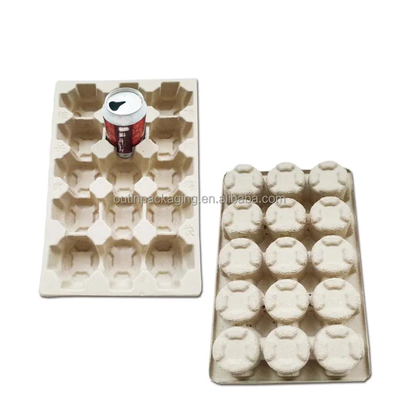 Customized Molded Pulp Wine Shipper Stackable Pulp molding eco Packaging Tray insert box For Wine Bottle glass cup shipping