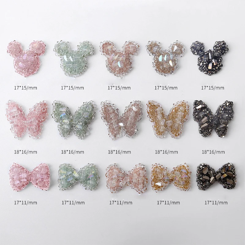 2022 Popular Manicure Butterfly Full of Diamond Rhinestones Nail Art 3D Bear Pink Black Crystal Nail Art Charms