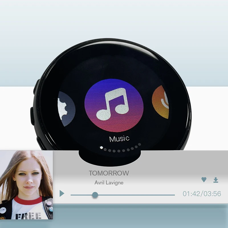 Aomago полностью сенсорный круглый экран шагомер FM-радио цифровой беспроводной MP3-плеер с функцией воспроизведения видео