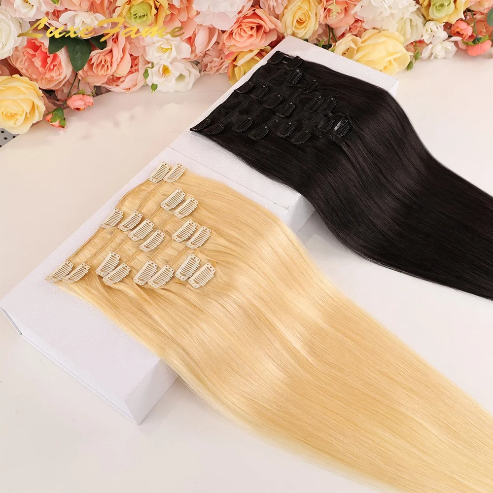Wholesale Russian Hair Extensions Wefts,Seamless Human Hair Clip In Raw  Hair Extension,One Piece Clip In Human Hair Extensions