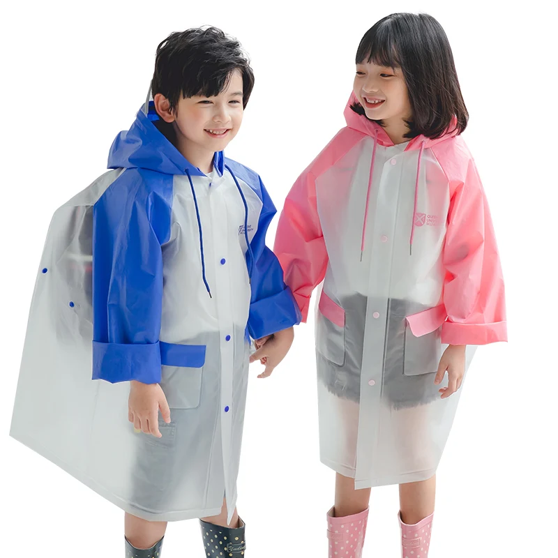 Fashion Children Boys Girls Rain Coat with School Bag Cover Kids Jacket Children Raincoat