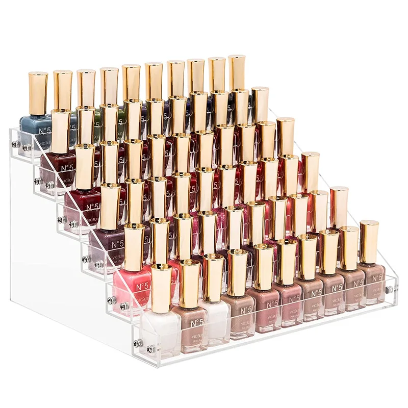 High-End Nail Polish Bottle Organizer 6 Layers Clear Acrylic Display Rack Eyeglasses Storage Shelf Makeup Holder Rack