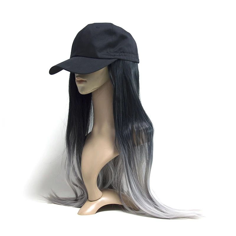 
Fashion new cap with wig hot sales baseball cap with wig for girls 