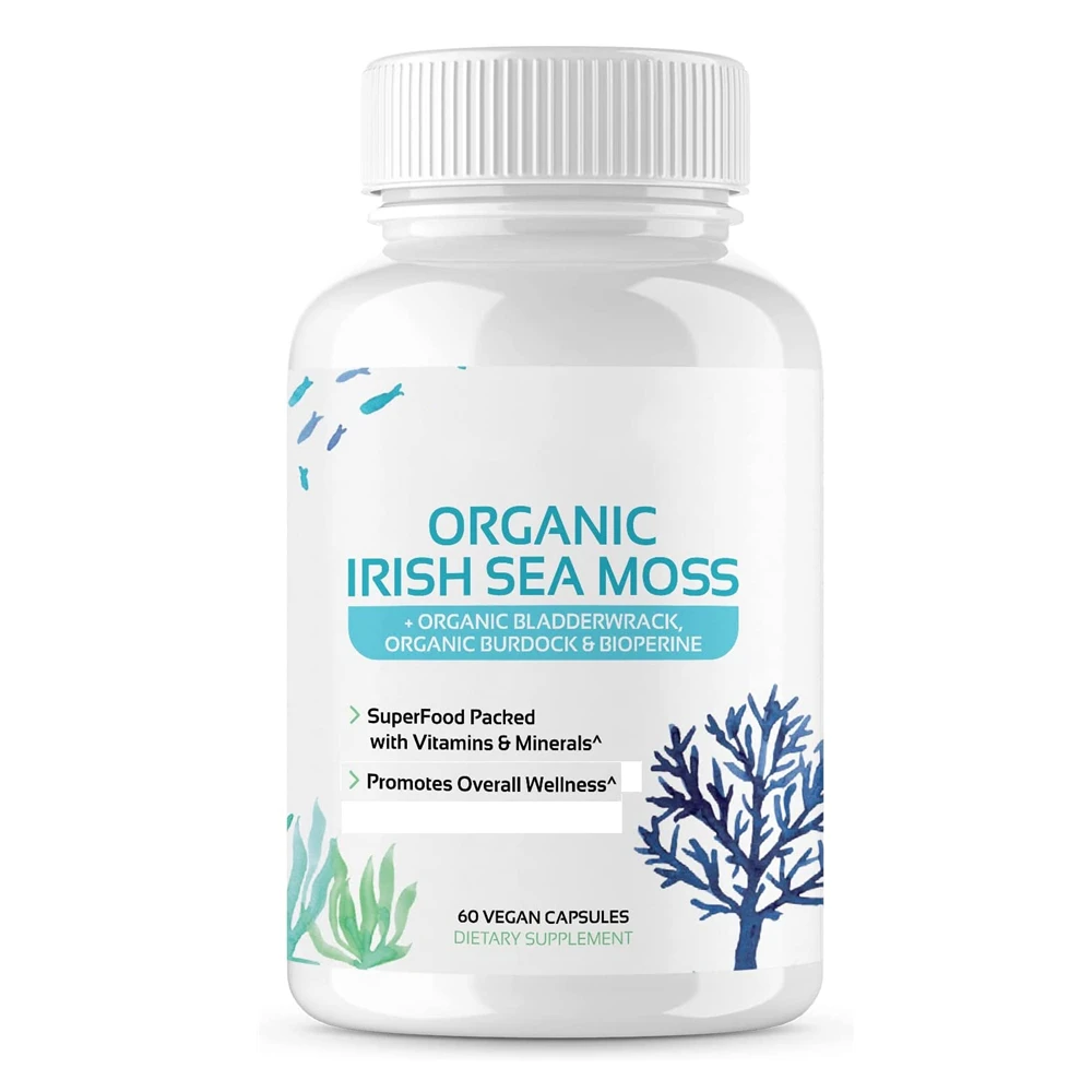 Organic Sea Moss Pills with Bladderwrack, Burdock Root, Black Pepper,Detox & Immune Support for Gut Health