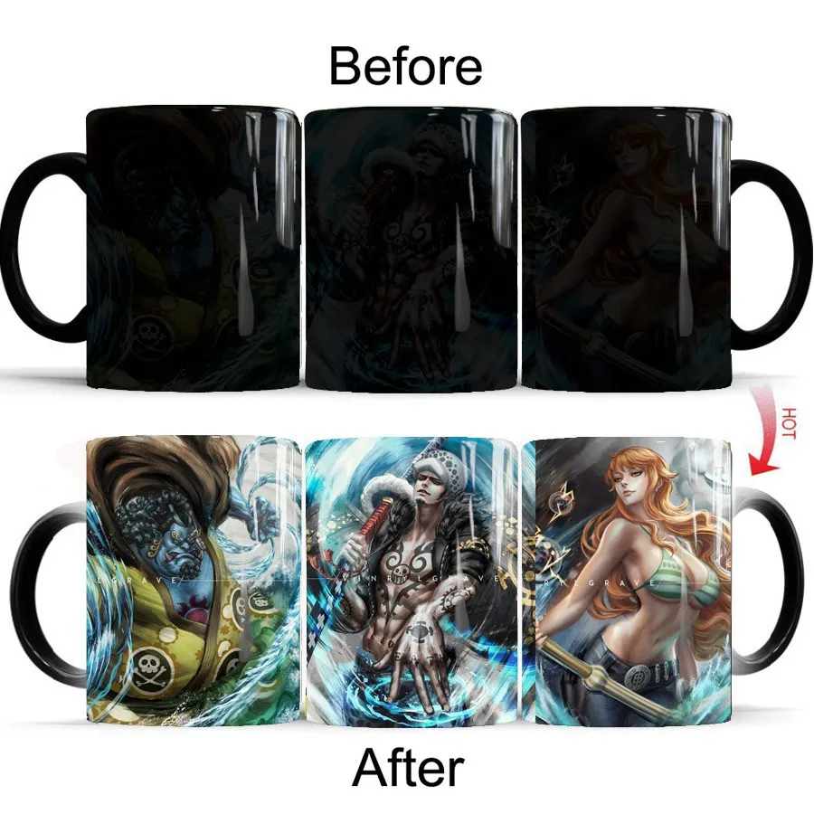 29 design Anime emon Slayer Monkey D. Luffy Magic Mug Porcelain Cup Discoloration Ceramic Cup with Hot Water