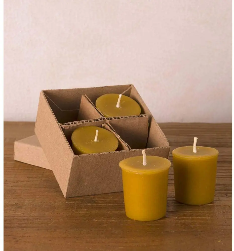 Pure beeswax votive candle set of 4