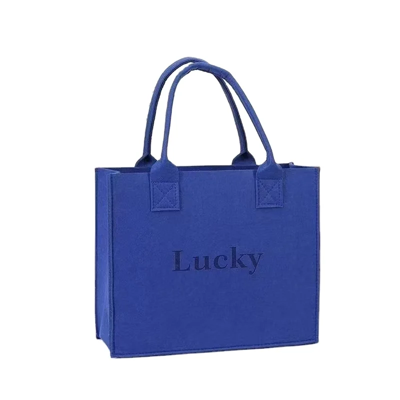 Portable recycled large capacity women shoulder felt shopping eco friendly handbag wool felt tote bag