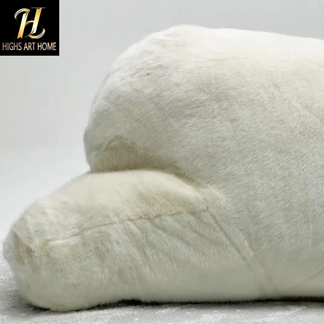 Italian Design Simple Modern Style Deluxe Villa Living Room Polar Bear Shape Velvet Sofa