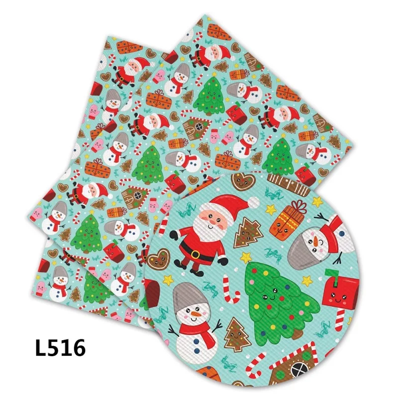 136 cm *30 cm Professional custom Christmas theme Printed Faux Synthetic PU Leather for Christmas Hair bow