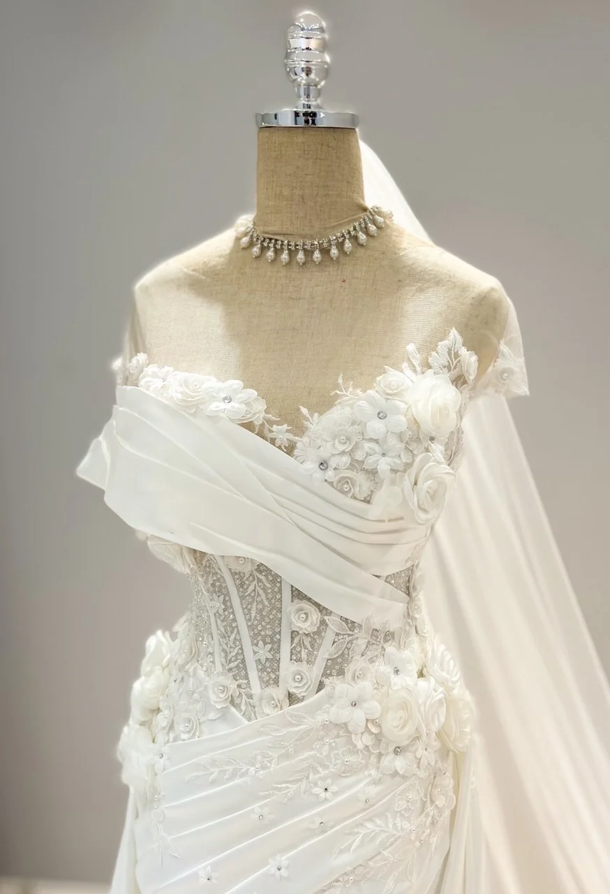 OEM Manufacture High Quality wedding dress wholesale mermaid dress lace satin add beading by handmade TNBPno61