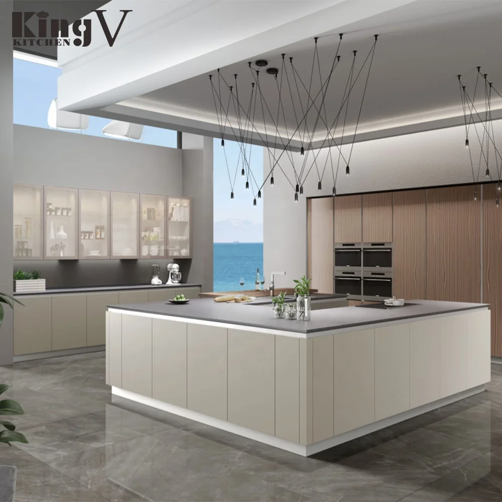 melamine  wholesale high gloss italy  design  kitchen cabinet  PET kitchen cabinet made in china