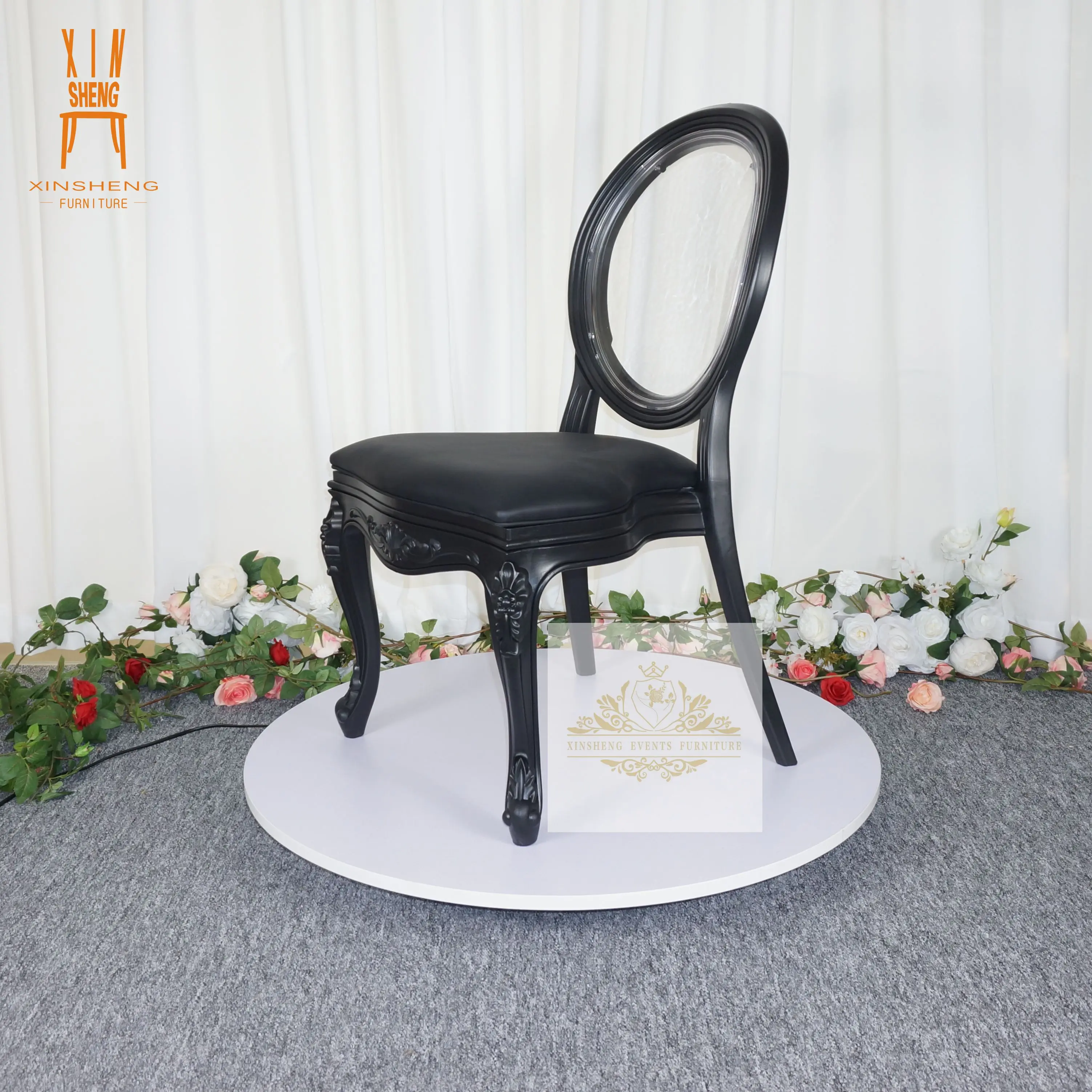 Hotsale Black Resin PP Wedding Party Stackable Rental Dining Ghost chair