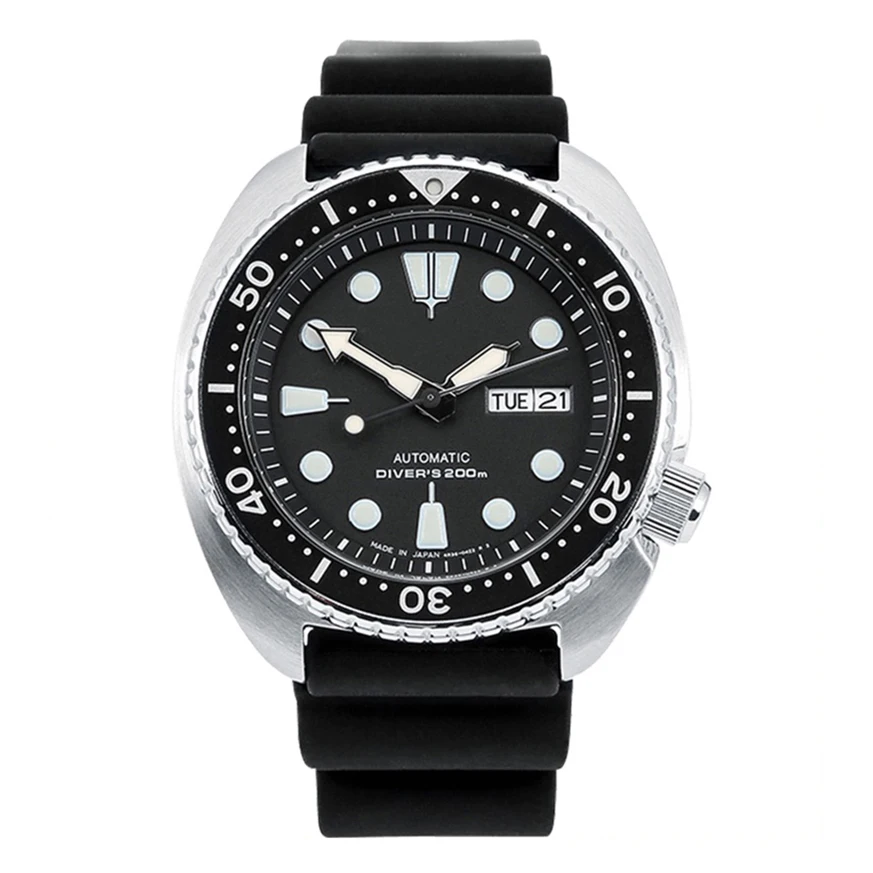 Popular stainless steel case double calendar Seiko movement men diving mechanical wristwatch