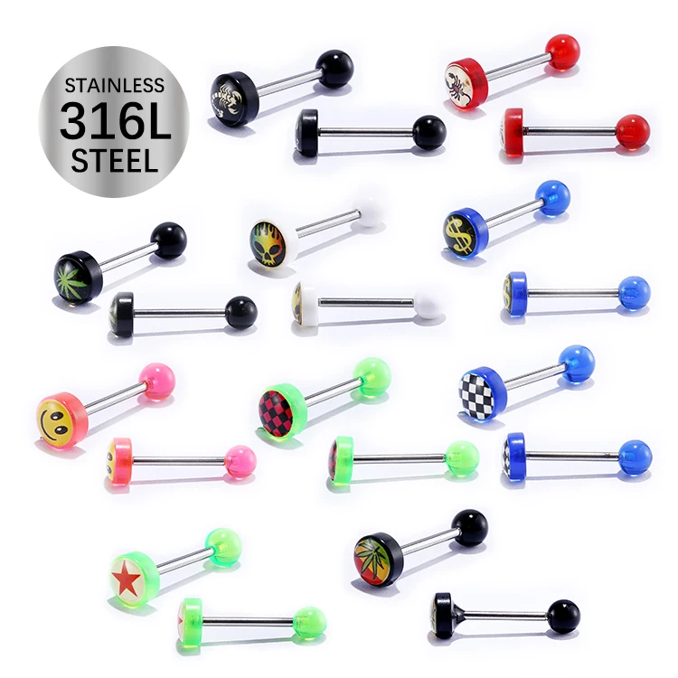 Piercing Jewelry Surgical Steel Tongue Ring Girls Industrial Barbells Quality Body Ring Tongue Rings