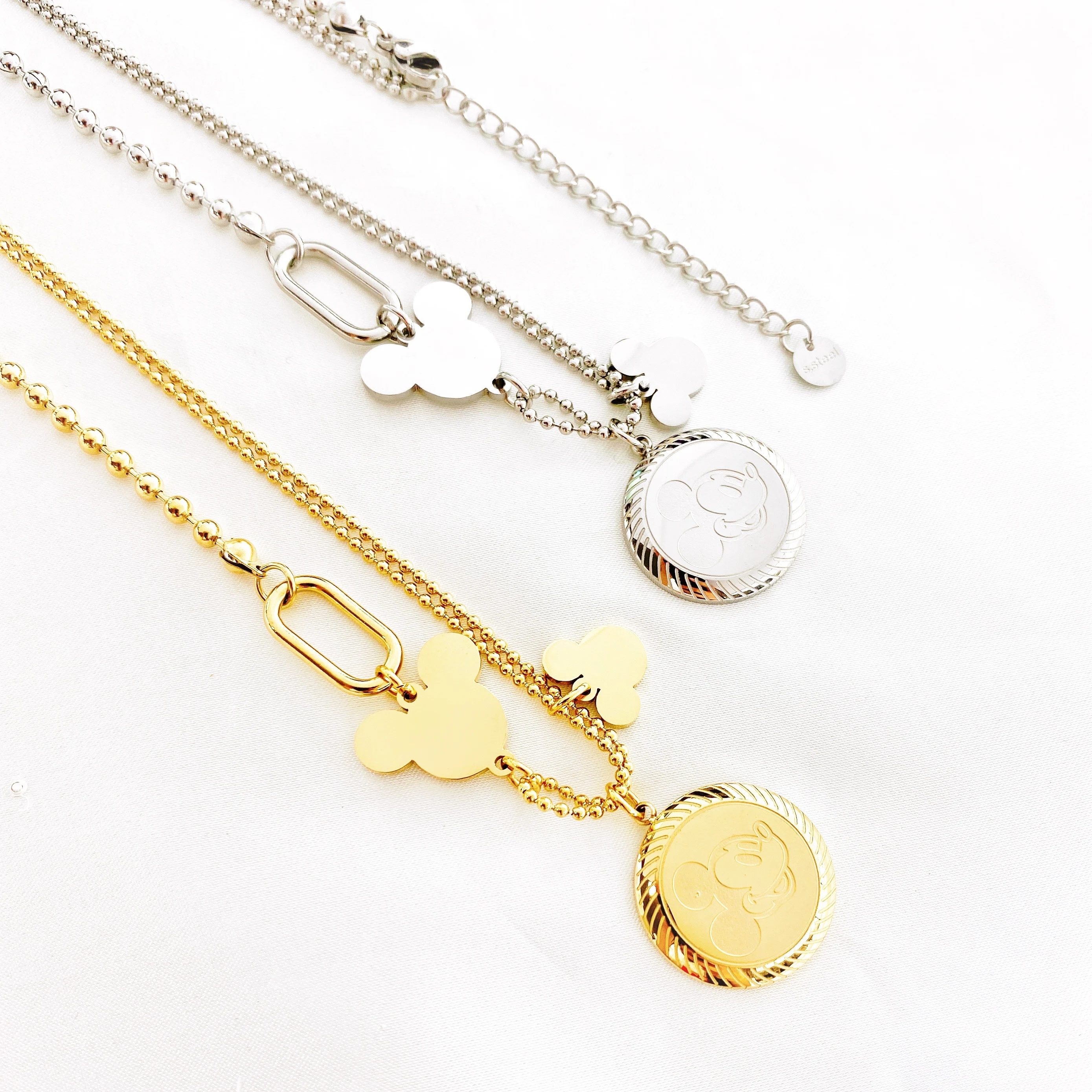 
Custom Cartoon Mickey Minnie Name Necklace Stainless Steel Mouse Letter Link Chain Necklaces Trenday Women Girl Gifts 