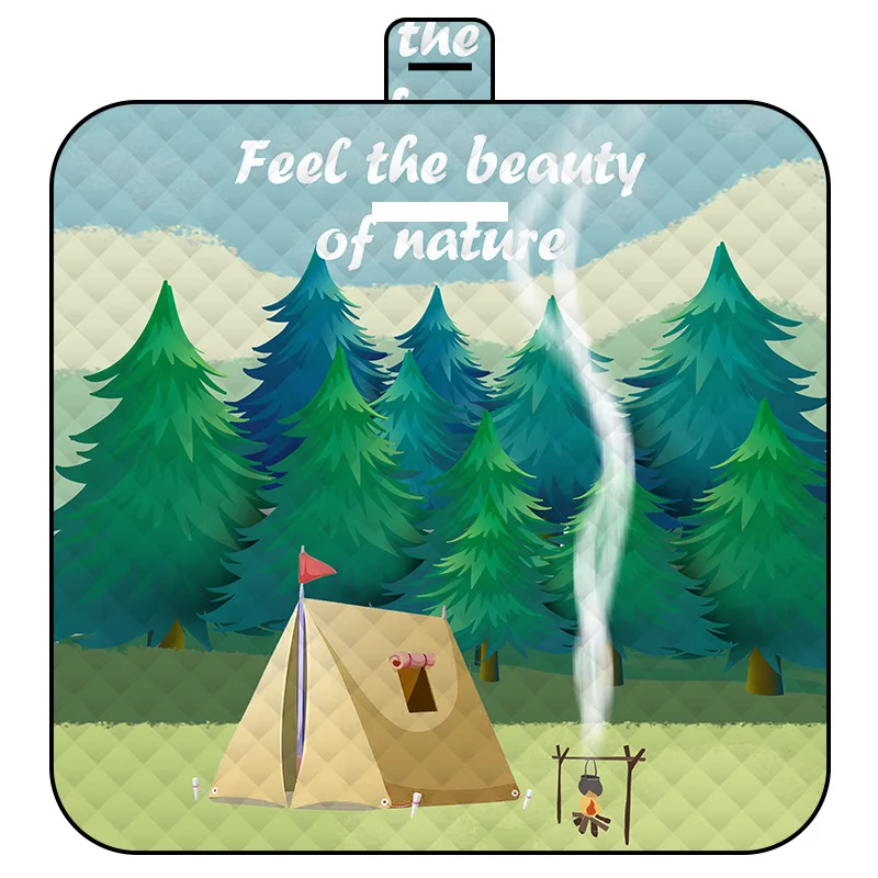 Hot Sale Waterproof picnic blanket Custom Sandfree Foldable Travelling Mat Multilayer Beach Blanket with Straps