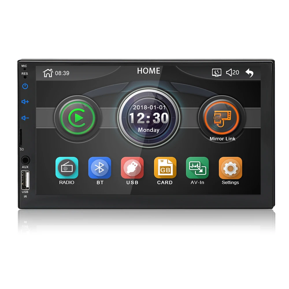 Double din car radio 7inch 2 din car stereos MP5 Player support mirror link BT Auto Radio