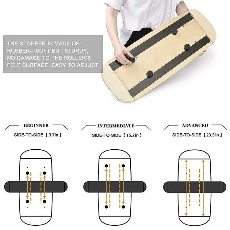 Wholesale Custom Stability Trainer Fitness Yoga Wobble Wooden Balance Board With Roller