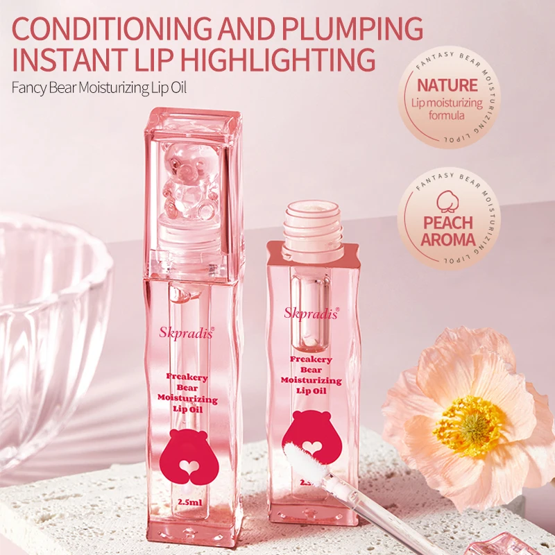 Private Label Pink Lipstick Teddy Bear Fruits Winter Clear Nourishing Natural Cute Mini Lip Balm