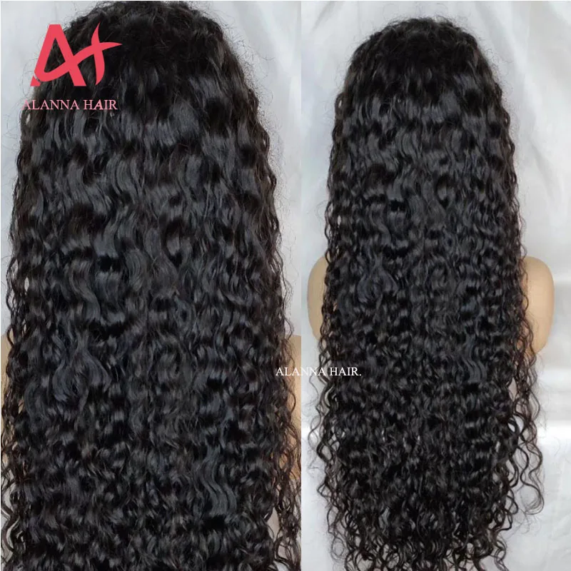 
New Arrival Top Quality Human Hair Water Wave Wigs 200% Density, Cambodian Virgin Water Wave Lace Front Wig For Black Women 