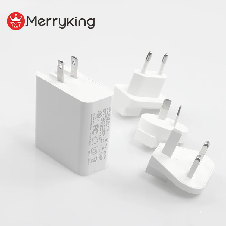 
PD65W USB-C Wall Charger 5V 9V 12V 15V 20V Type C + QC 3.0 Quick Charger with US/UK/EU/AU Plug 