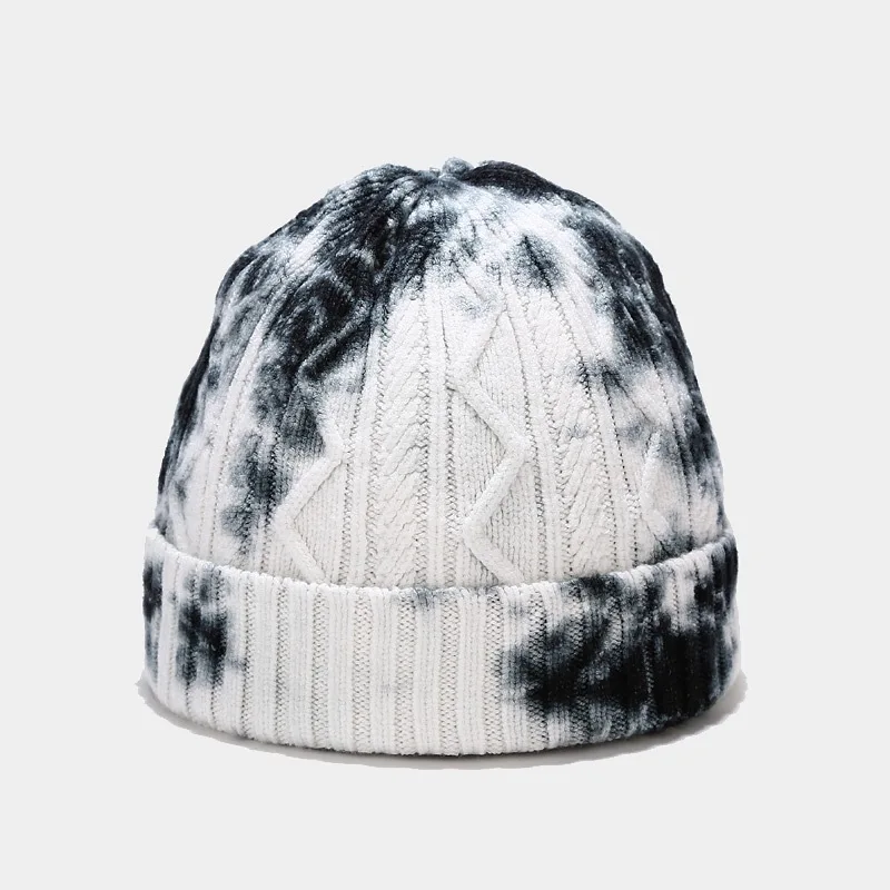 wholesale warm winter hats Ski beanie embroidery tie dye knitted beanie with custom logo