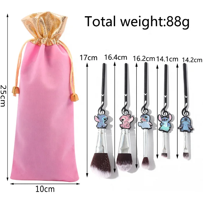 5 Pcs Cute Cartoon Stitch Makeup Brush Set  For Girls Gift  Tool Cosmetic Powder Eye Shadow makeup brushes Cepillo de maquillaje