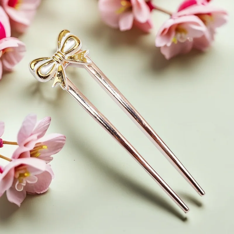Baiyiyuan Cheap Silver Golden Lotus Flower Bowknot Decorative U Shaped Hair Pins