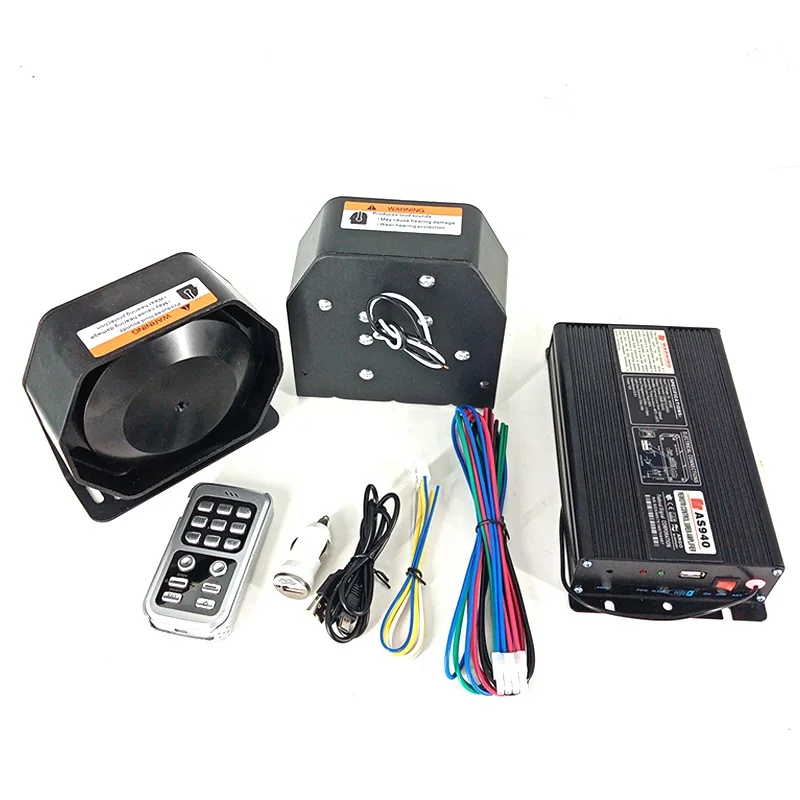 400W 18 Sound Loud Car Warning Fire Emergency Alarm Fire Siren 2 Horn PA Speaker MIC System Vehicle Siren
