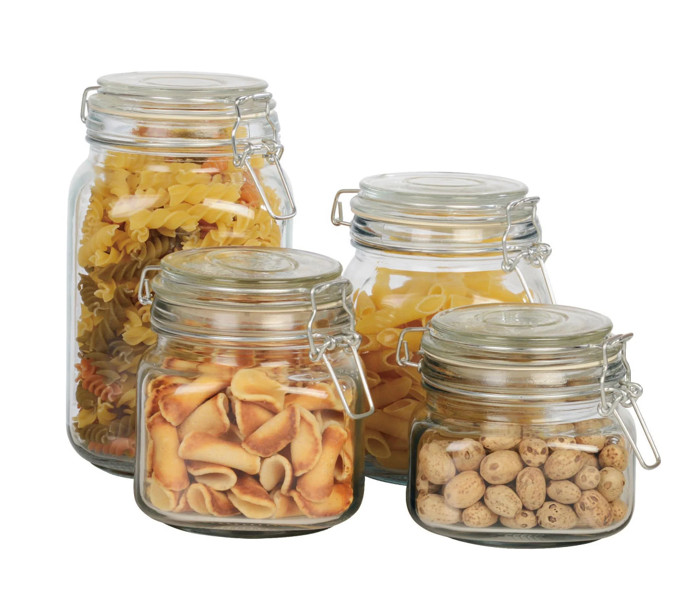 Горячая Распродажа, пользовательские высококачественные квадратные и круглые герметичные стеклянные бутылки и банки для хранения с металлическим зажимом, стеклянная крышка для варенья