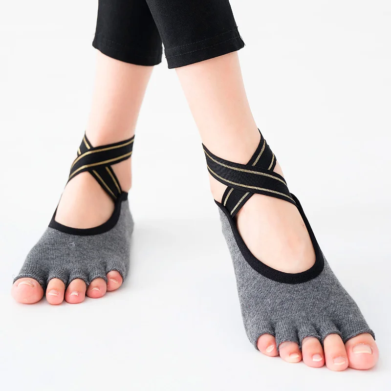 
Bandage Five Toe Custom Logo Yoga Socks Cotton Fingerless Pilates Socks Anti-Slip Sport Ballet Slippers Dance Sock Dropshipping 