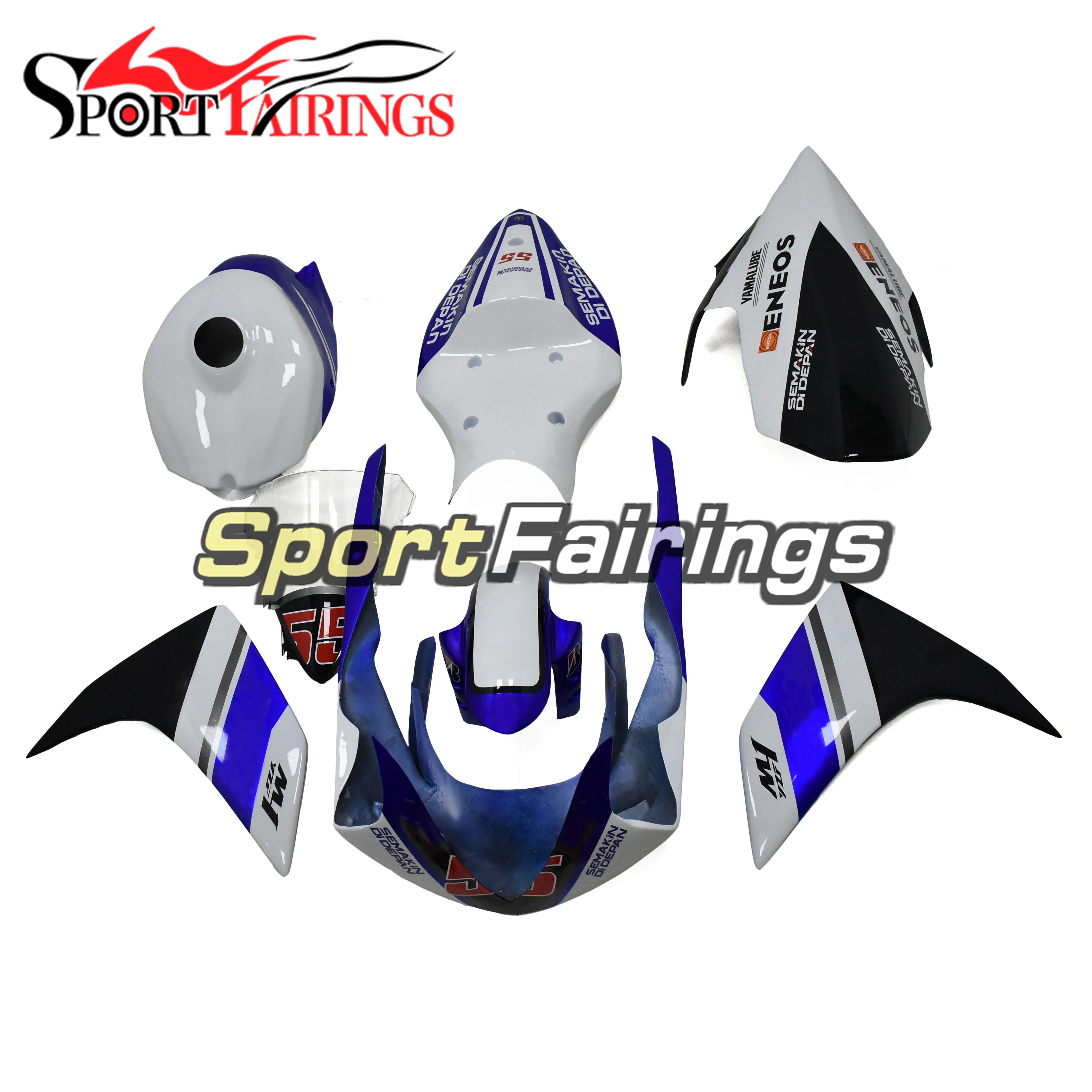 Fiberglass Racing Bodywork Kit for Yamaha YZF1000 R1 2007 2008 R1 07 08 Cowlings Race Blue White Bike COVERS Hulls