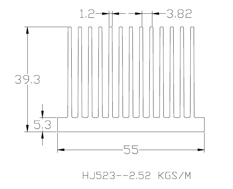 Aluminum Body Heat Sink 55(W)*39(H)*55(L)mm 6063 T5 Square Extruded Aluminum Heatsink