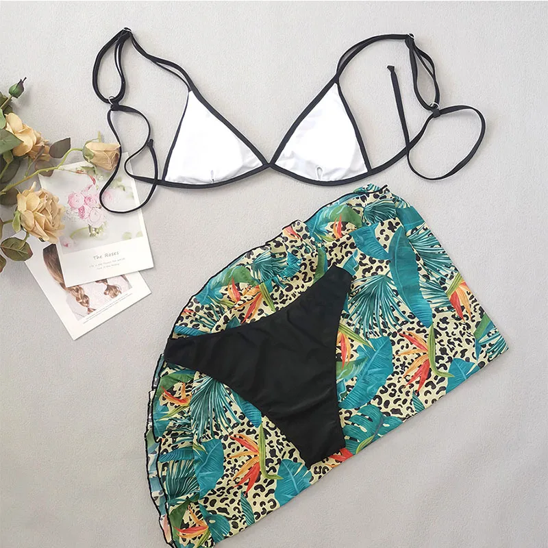 Sexy Mesh Dress Plus Size Bikini Three Piece Swimsuit Hot Girl Gauze Dress Bikini Translucence Split Swimwear Set Swimwear Women