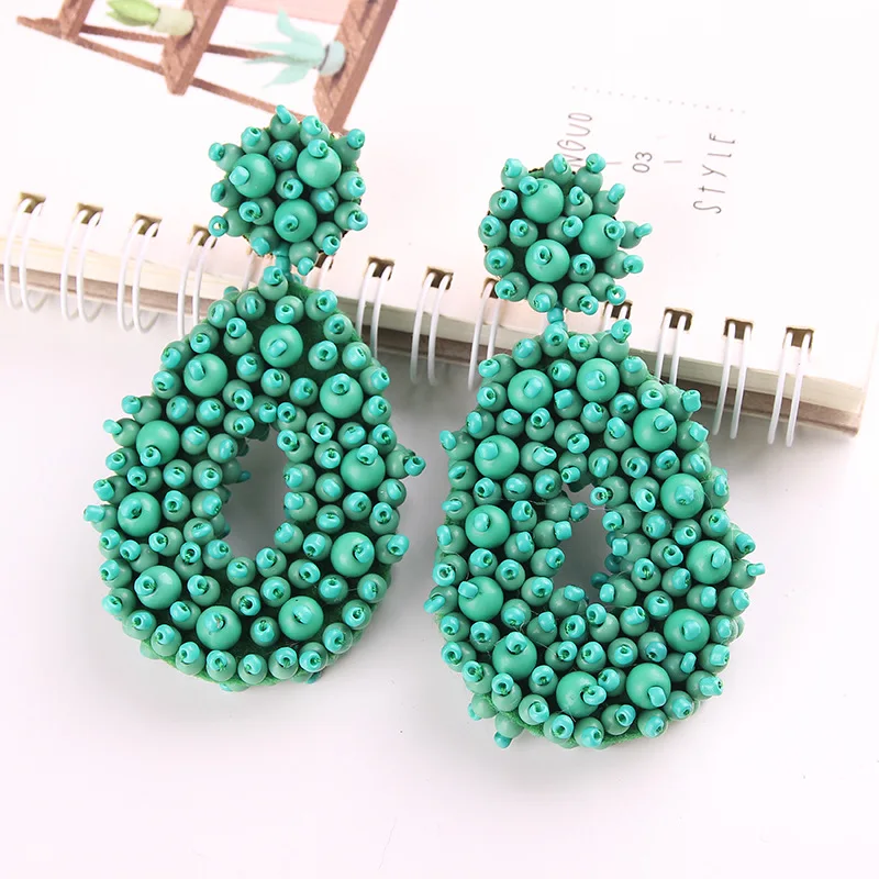 Hand-woven rice beads trending jewelry products 2023 new arrivals drop chandelier earring