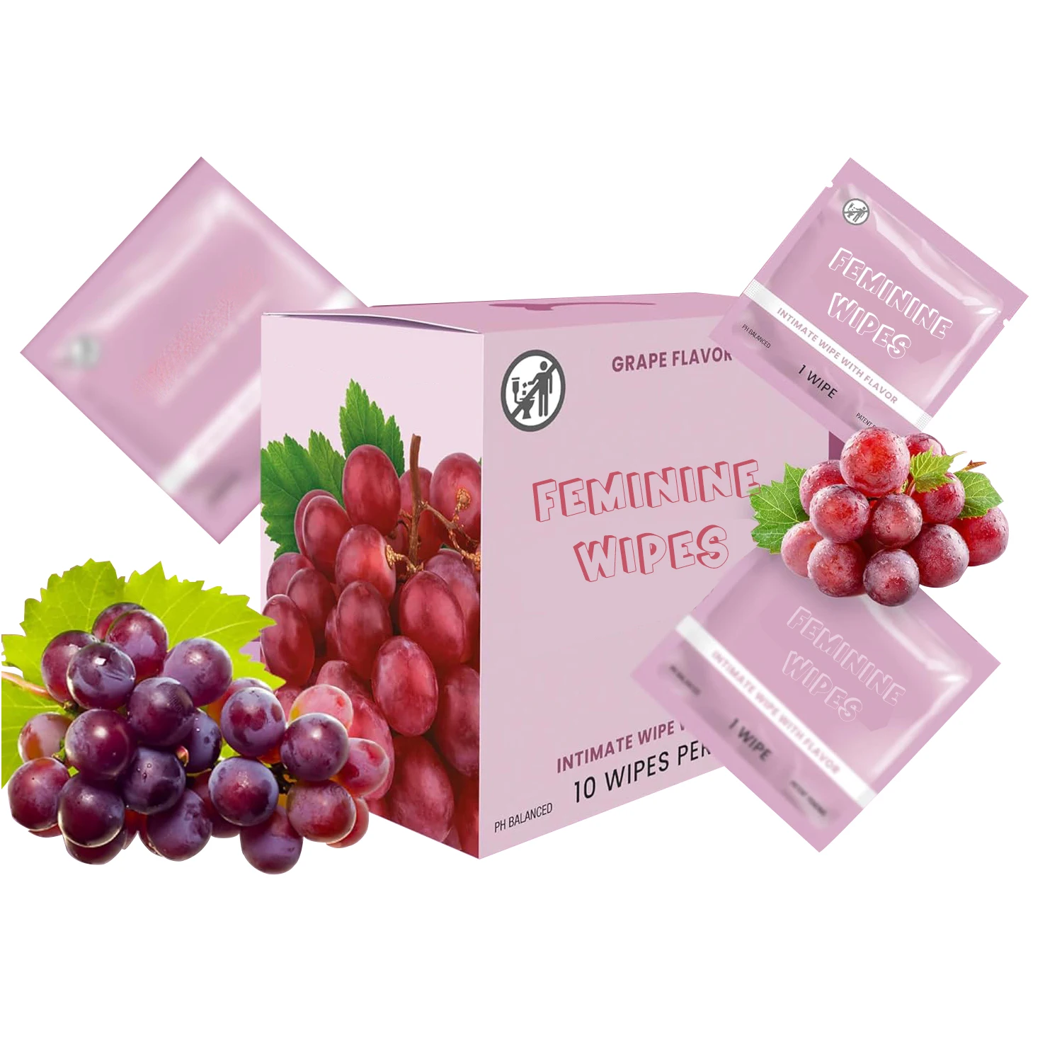 Organic Feminine Flushable Wipes Bamboo Ph Balance Single Wipes for Female Personal Cleansing Intimate Wipes for Travel