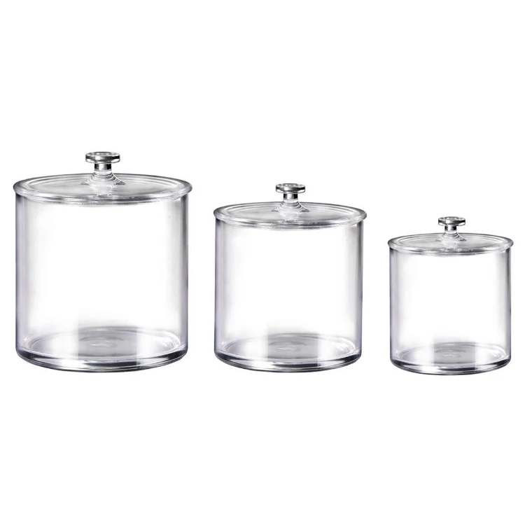 Amazon Acrylic Apothecary Jars Set of 3 Storage Box Crystal Clear Storage Canisters with Lids