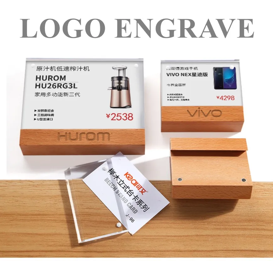 
Wholesale Menu Price Frame Table Display Stand Acrylic Stander With Wooden Base 