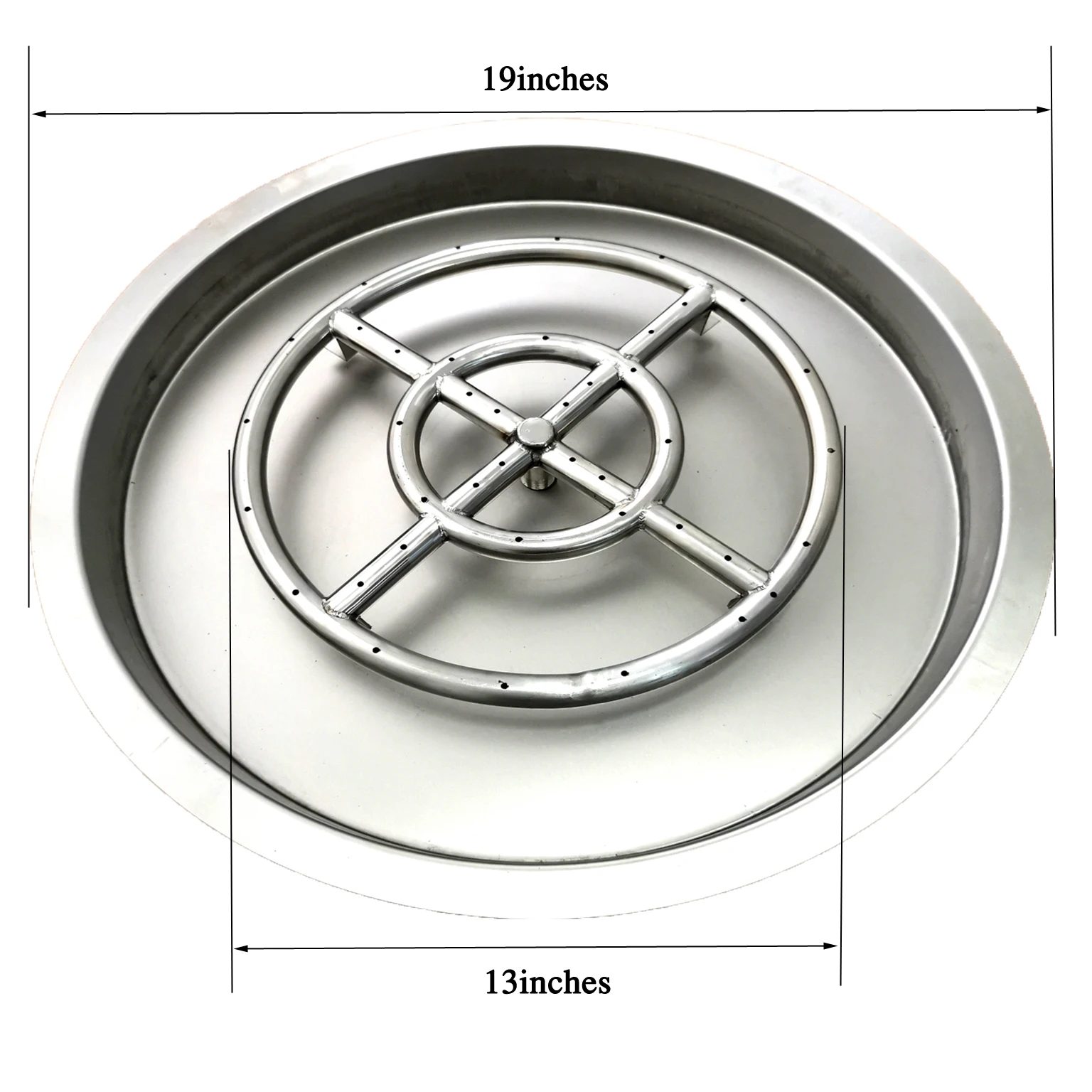 Wholesale SS 304 Stainless Steel Fire Pit Pan Burner Gas With Propane Connection