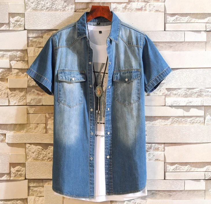 Cowboy tshirt printing embroidery OEM logo fashion short sleeve cotton customized ripped jean t shirt